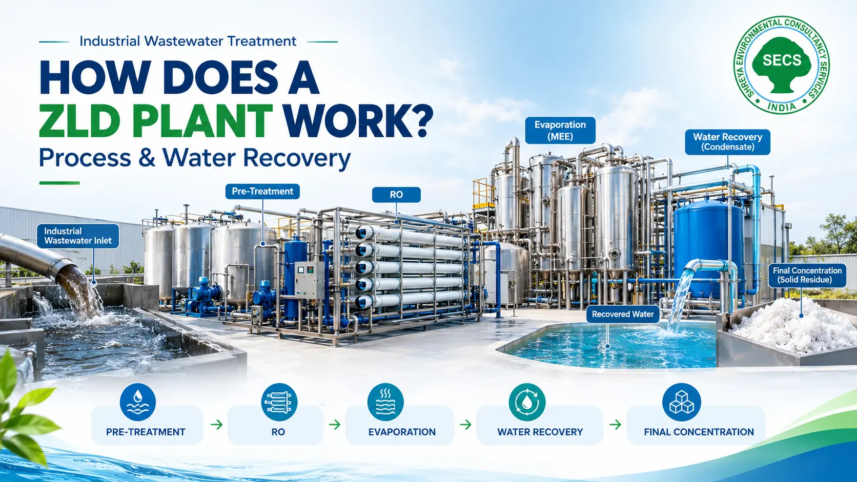 ZLD plant for industrial wastewater treatment and water recovery in Baddi