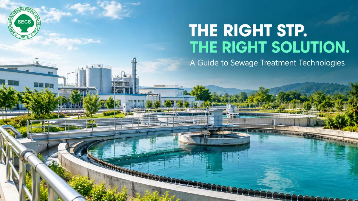 Types of sewage treatment plant technologies including biological treatment tanks and STP equipment